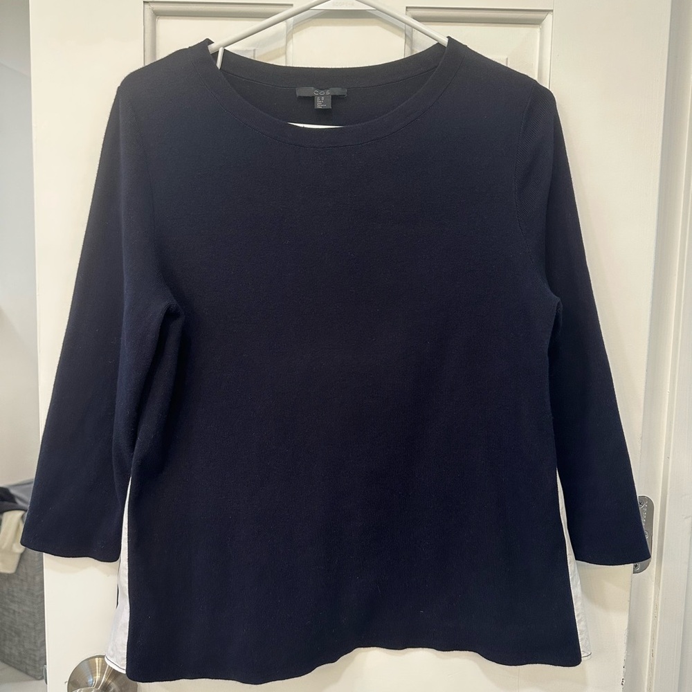 COS Black and White Pleated Blouse